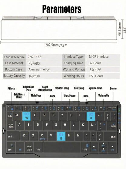 TechLixora™ B.O.W Foldable Bluetooth Keyboard