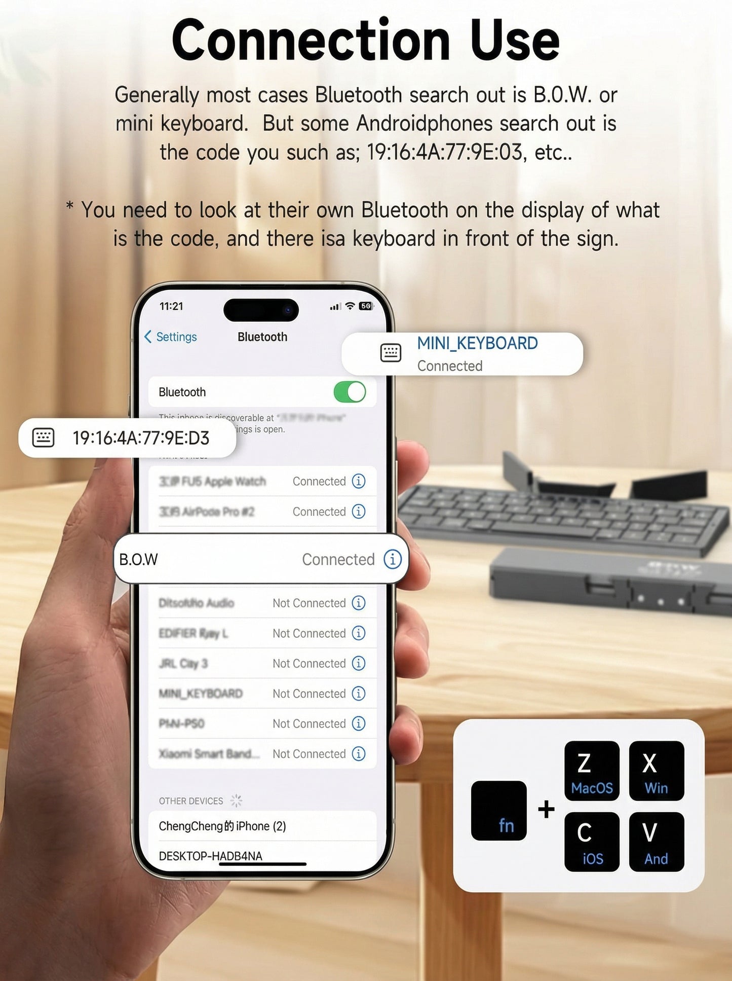 TechLixora™ B.O.W Foldable Bluetooth Keyboard