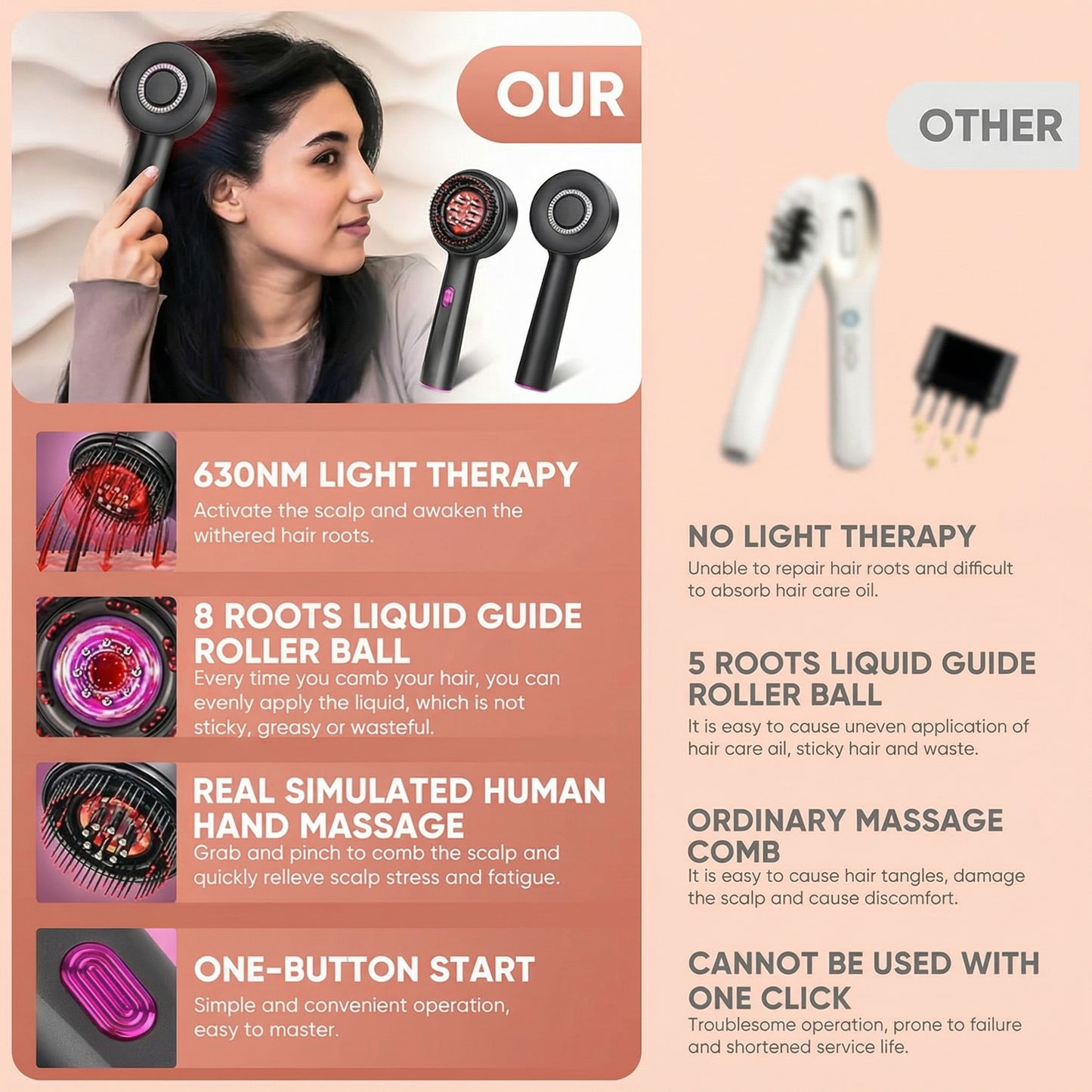 Lixora™ Red Light Scalp Massager - Boost Hair Growth & Reduce Shedding